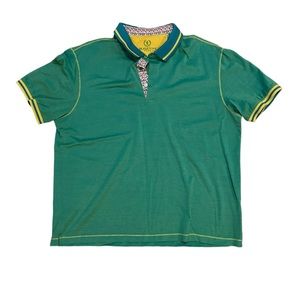 Bugatchi Uomo Men’s Green/Yellow Mercerized Cotton Polo Shirt Size XXL​
